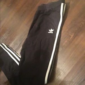 Adidas 3 striped black leggings